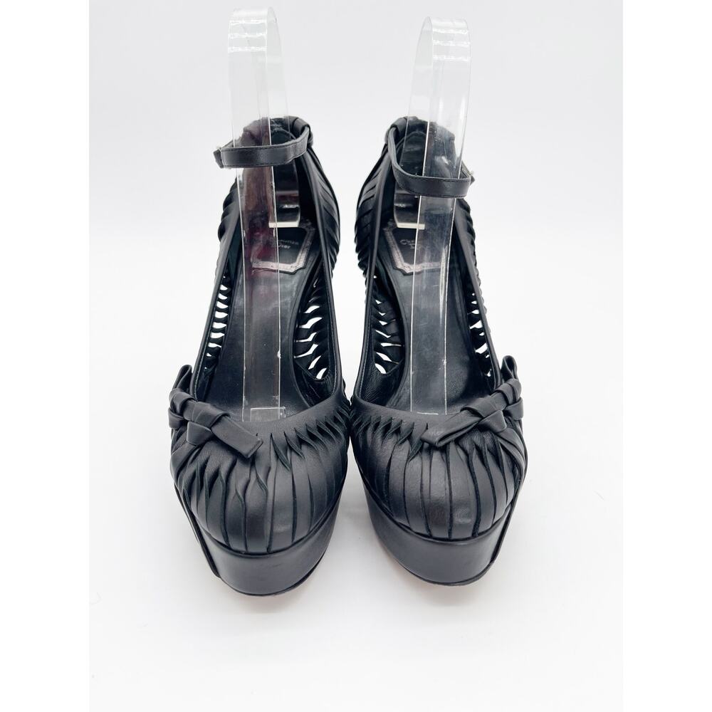 Christian Dior Galliano Fall 2007 Black Ankle Strap Bow Platform Heels EU 36.5 - Picture 8 of 14